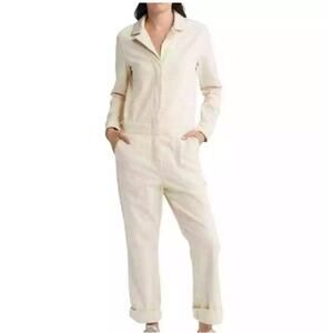 Faherty Organic Cotton Jumpsuit Overland Twill Natural SZ S Sustainable Utility